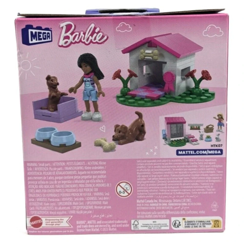 MEGA Barbie Puppy Playhouse 76 Pcs Building Set Ages 6+ HTK08 Mattel Sealed